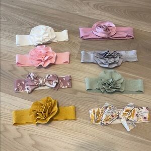 Set of 8 Colorful Floral & Bow Baby Headbands